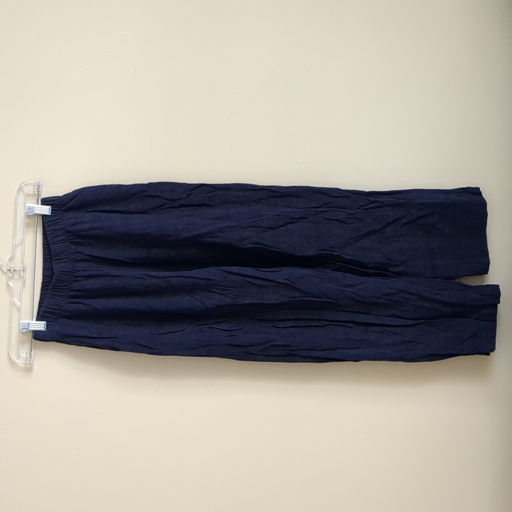 XSP Hayes Linen Rayon Blend Pull-On Elastic Waist Beach Summer Pool Blue